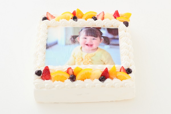 ファーストバースデー 写真ケーキ 1キャンドル付き 卵抜き豆乳クリームケーキ SDX 26cm×37cm 2