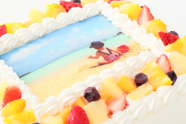 ファーストバースデー 写真ケーキ 1キャンドル付き 豆乳クリームケーキ SDX 26cm×37cm 6