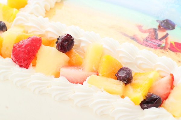 ファーストバースデー 写真ケーキ 1キャンドル付き 豆乳クリームケーキ SDX 26cm×37cm 8