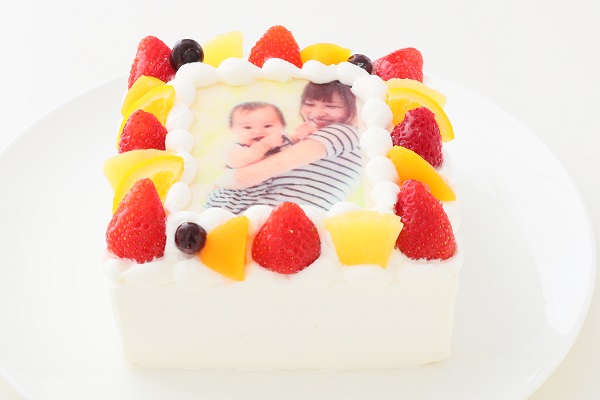 写真ケーキ グルテンフリーケーキ豆乳クリーム 5号 （15cm×15cm）ベビー&キッズ 2