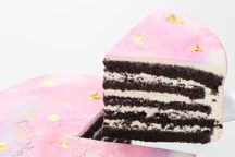キャラクター3体まで パステルマーブルのココアスポンジキャラクターチョコプレートケーキ 6号 18cm 5