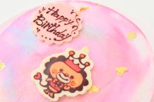 キャラクター3体まで パステルマーブルのココアスポンジキャラクターチョコプレートケーキ 6号 18cm 9