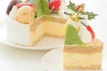 Xmas無添加アイスクリームケーキ いちごのマカロン付き 5号 15cm 5