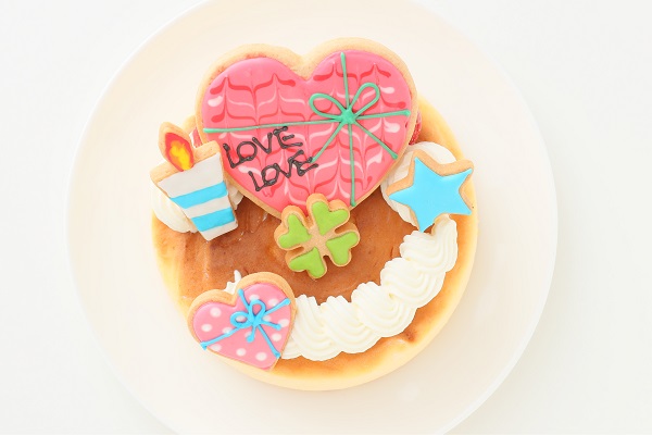 半熟ふわとろっスフレチーズケーキ Lovelyアイシングクッキーケーキ 5号 15cm （お得なアイシングセットです） ＊アイシングデコ当日配送商品始まりました！ ギフトに最適！ 2