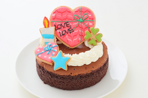 TOROKERUクラシックショコラ Lovelyアイシングクッキーケーキ 5号 15cm （お得なアイシングセットです） ＊アイシングデコ当日配送商品始まりました！ ギフトに最適 1