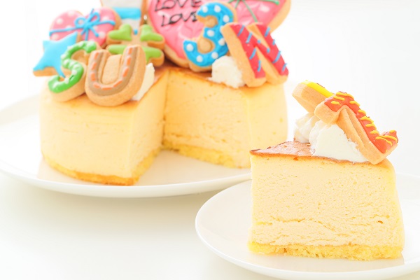 半熟ふわとろっスフレチーズケーキ Lovelyアイシングクッキーケーキ 5号 15cm （お得なアイシングセットです） ＊アイシングデコ当日配送商品始まりました！ ギフトに最適！ 7