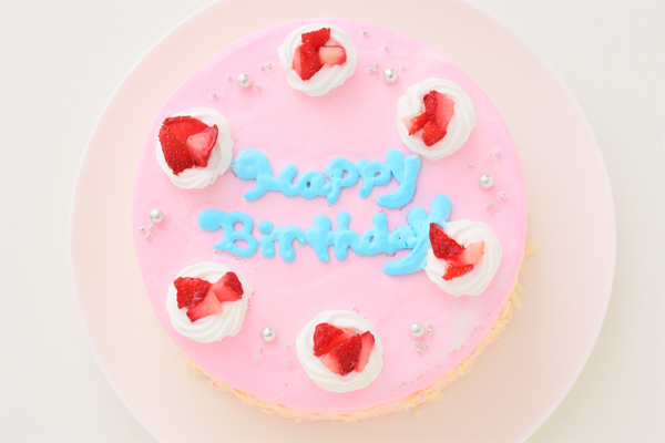 可愛いピンクのショートケーキ 3号 いちご 生クリーム 9cm（blanctigre 