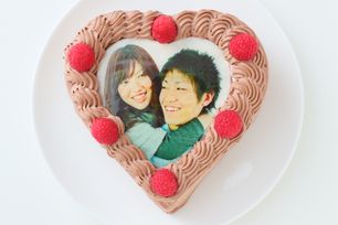 写真ケーキハート型生クリームたっぷりチョコクリーム(バレンタインにも）15cm
