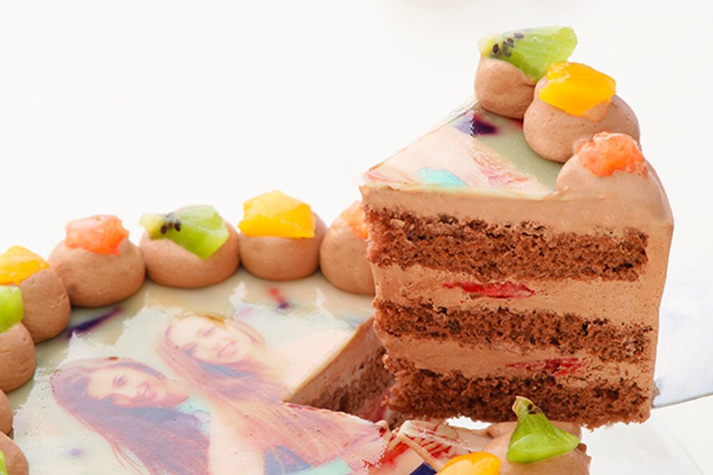 【こーじTV】丸型写真チョコレートケーキ 3号 9cm 2
