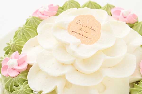 抹茶とホワイトチョコのお花ケーキ 4号 12cm 6
