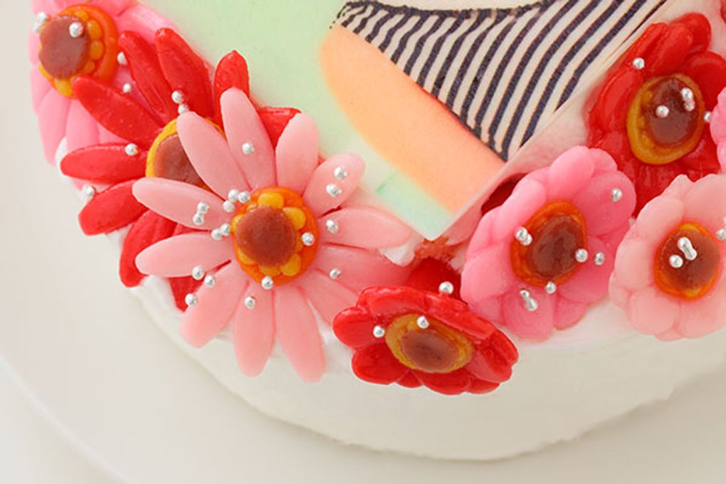 デコ盛りお花いっぱいフォトケーキ 生クリーム 5号 15cm  6