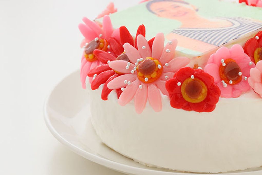 デコ盛りお花いっぱいフォトケーキ 生クリーム 4号 12cm  7