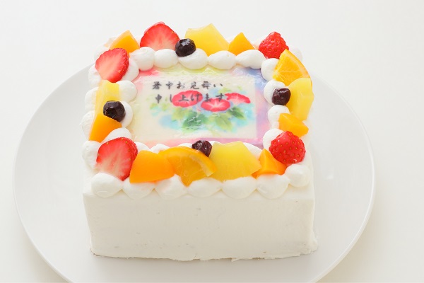 暑中見舞いケーキ（朝顔） 生 6号 18cm×18cm 3