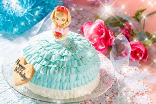 乳製品・小麦粉除去可能 ドールケーキ ブルー 5号 15cm