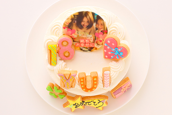 純生苺ショート フォトケーキ アイシングクッキーケーキ 写真ケーキ 4号 12cm ギフトに最適 3