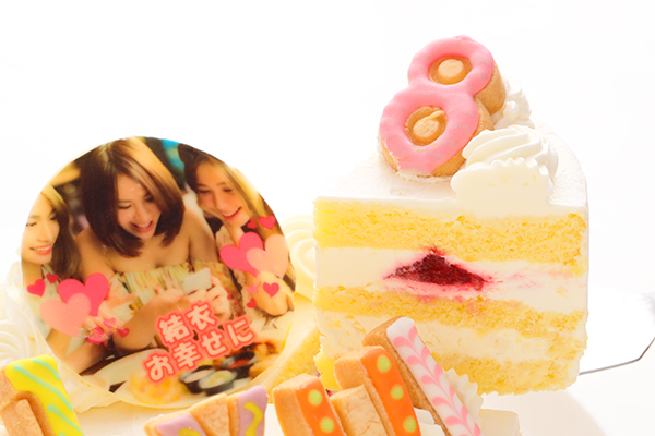 純生苺ショート フォトケーキ アイシングクッキーケーキ 写真ケーキ 4号 12cm ギフトに最適 4