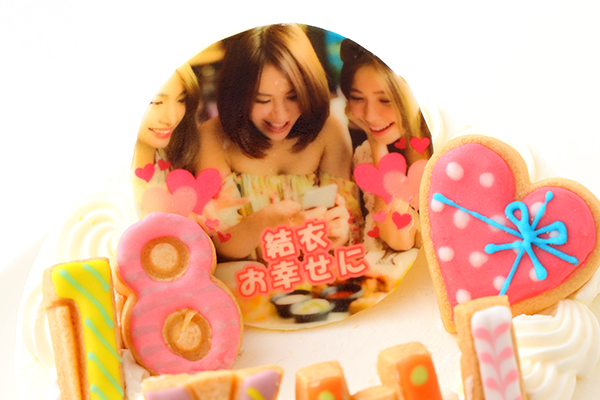 純生苺ショート フォトケーキ アイシングクッキーケーキ 写真ケーキ 4号 12cm ギフトに最適 7