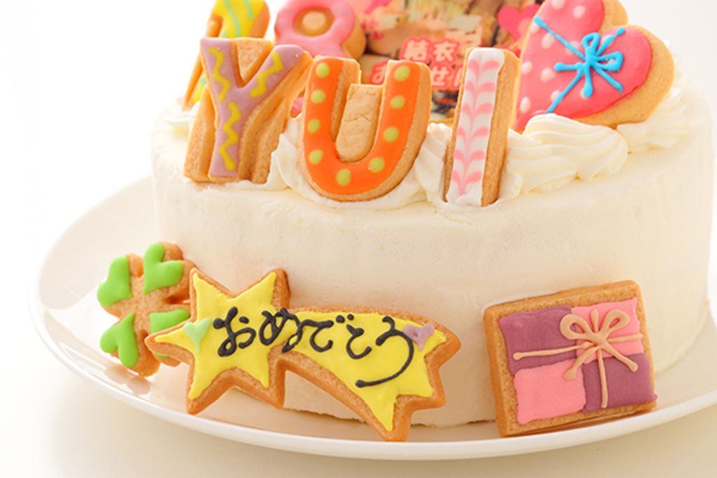 【美味宣言】純生苺ショート フォトケーキ アイシングクッキーケーキ 写真ケーキ 5号 15cm 【お好きなイラストも人気です】 10