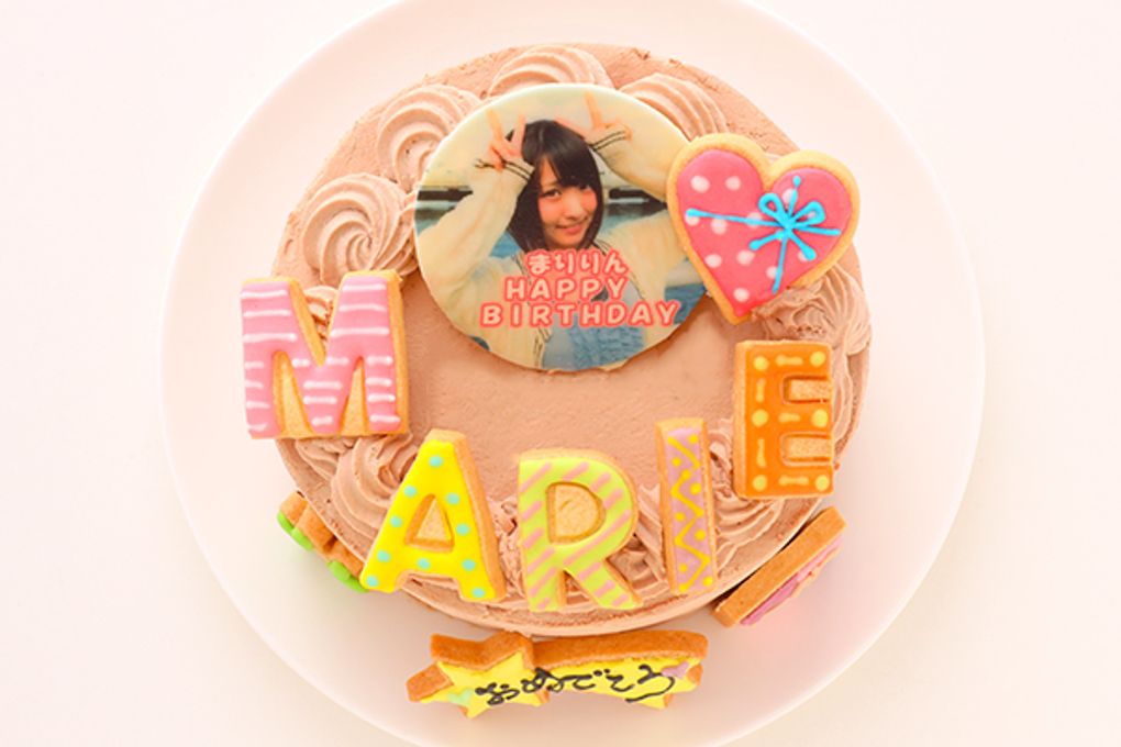生チョコ苺ショート フォトケーキ アイシングクッキーケーキ 写真ケーキ 6号 18cm 【お好きなイラストも人気です】 3