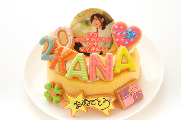 半熟ふわとろっスフレチーズケーキ フォトケーキ アイシングクッキーケーキ 写真ケーキ 5号 15cm ギフトに最適 2