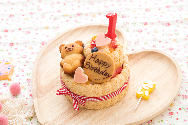 2段重ねファーストバースデーケーキ ホイップヨーグルトクリーム 下段12cm 上段6.5cm 1