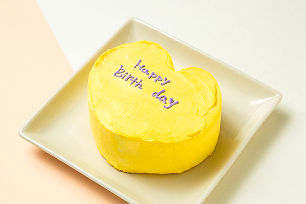 韓国ケーキ 6号 イエロー ハートのメッセージケーキ 18cm センイルケーキ 1