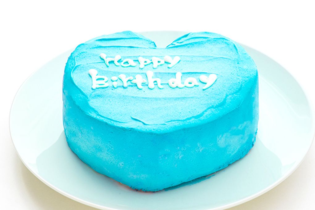 韓国ケーキ 6号 ブルー ハートのメッセージケーキ 18cm センイルケーキ 2