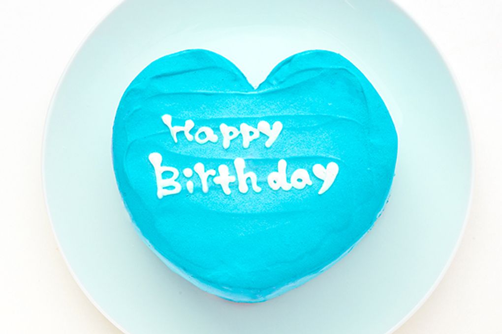 韓国ケーキ 5号 ブルー ハートのメッセージケーキ 15cm センイルケーキ 3