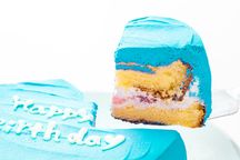 韓国ケーキ 5号 ブルー ハートのメッセージケーキ 15cm センイルケーキ 4
