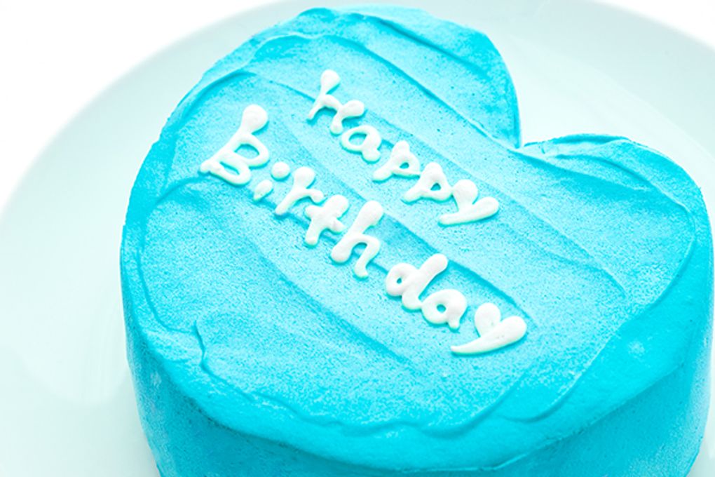 韓国ケーキ 6号 ブルー ハートのメッセージケーキ 18cm センイルケーキ 5