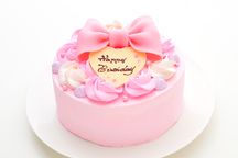 ピンクのリボンローズケーキ  5号 15cm  2