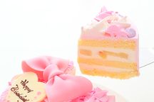 ピンクのリボンローズケーキ  5号 15cm  3