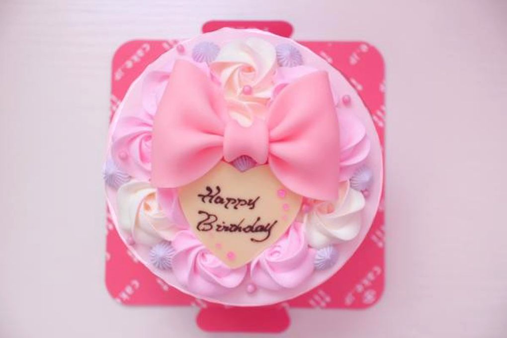 ピンクのリボンローズケーキ  6号 18cm 5