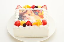 猫耳いちごの写真ケーキ 生クリーム 5号（15cm×15cm） 2