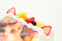 猫耳いちごの写真ケーキ 生クリーム 5号（15cm×15cm） 4