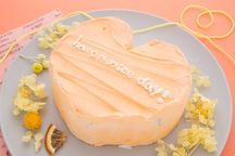 韓国ケーキ 5号 オレンジ ハートのメッセージケーキ 15cm センイルケーキ 1