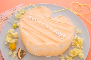 韓国ケーキ 5号 オレンジ ハートのメッセージケーキ 15cm センイルケーキ