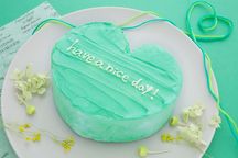 韓国ケーキ 5号 グリーン ハートのメッセージケーキ 15cm センイルケーキ 1