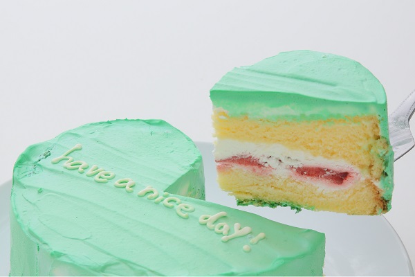 韓国ケーキ 5号 グリーン ハートのメッセージケーキ 15cm センイルケーキ 3