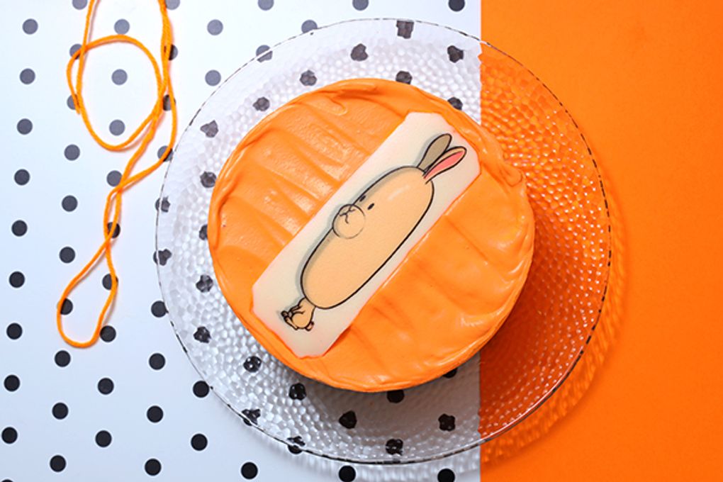 韓国ケーキ 6号 オレンジ 丸の写真ケーキ 18cm 1