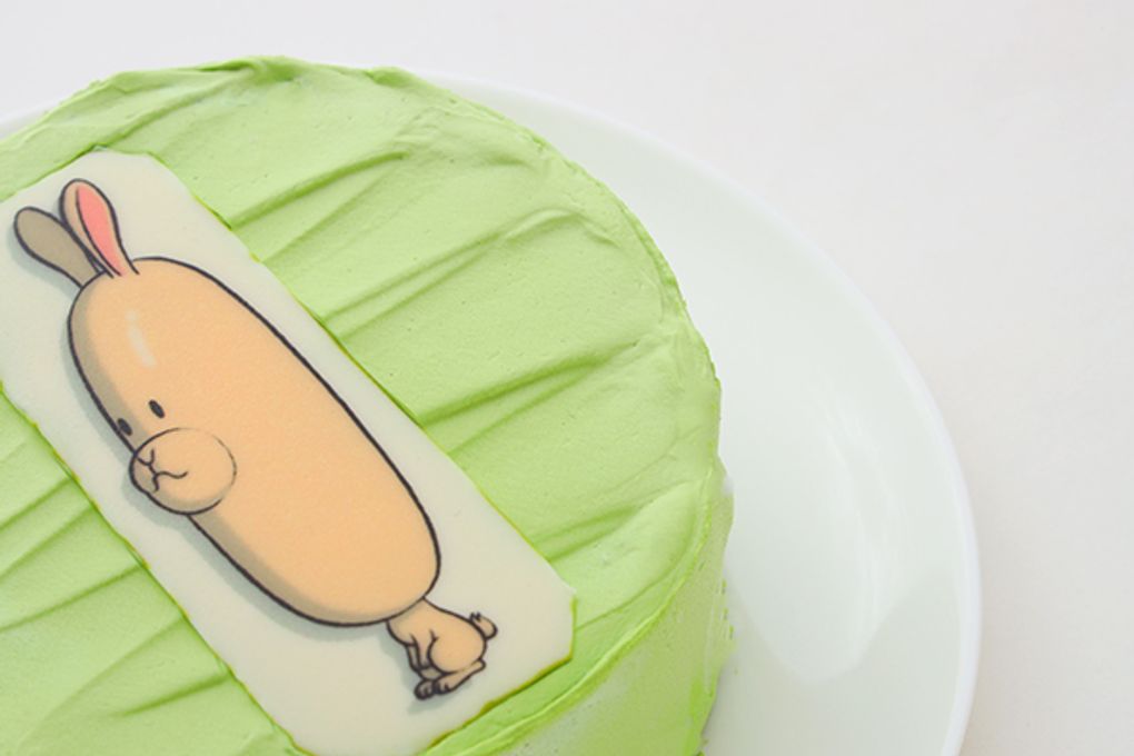 韓国ケーキ 4号 イエローグリーン 丸の写真ケーキ 12cm 4