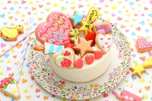 純生苺ショート あなただけの選べるアイシングクッキーケーキ 4号 選んで楽しい！！ ＊アイシングデコ当日配送商品始まりました！ ギフトに最適