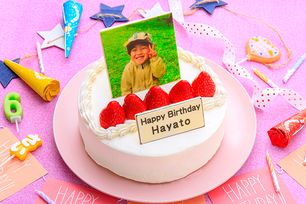写真ケーキ 苺たっぷり！生クリームフォトデコレーションケーキ 6号 18cm