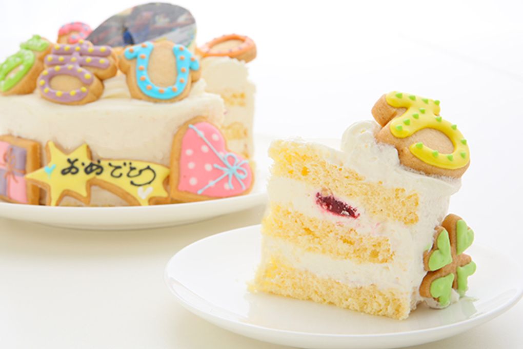 純生苺ショート フォトケーキ ひらがなアイシングクッキーケーキ 写真ケーキ 4号 12cm ※ひらがなタイプ登場しました！ 【お好きなイラストも人気です】 3