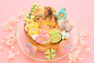 濃厚ベイクドチーズケーキ フォトケーキ ひらがなアイシングケーキ 写真ケーキ 5号 15cm  ※ひらがなタイプ登場しました！ 【お好きなイラストも人気です】