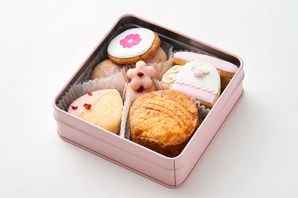 クッキー缶 焼き菓子 & アイシングクッキー の ギフトセット / パステルピンク  3