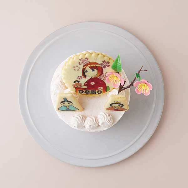 ひな祭りイラストクッキーショートケーキ ４号  2