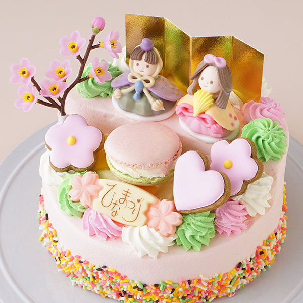 ひな祭り ピンク2段ケーキ 7