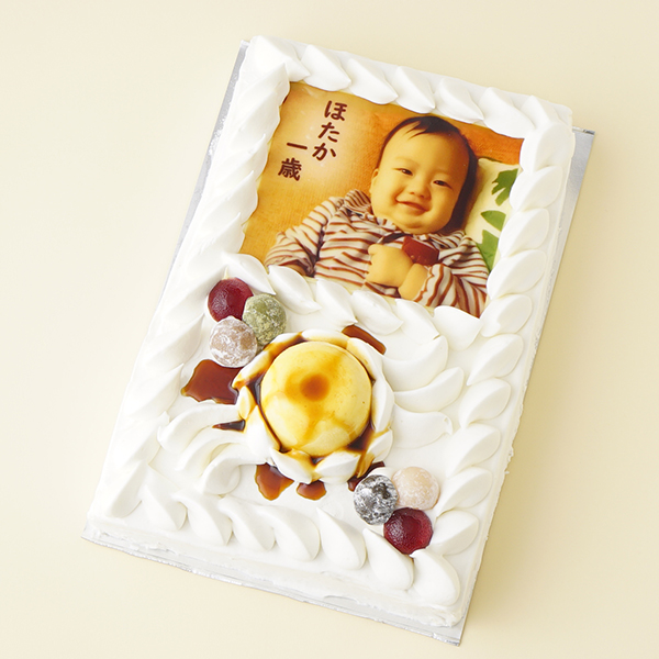 【15～20名様向け】プリン付き写真ケーキ 28cm×18cm