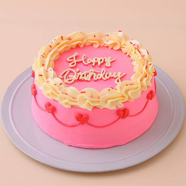 ビビッドピンクのヴィンテージケーキ 4号《センイルケーキ》